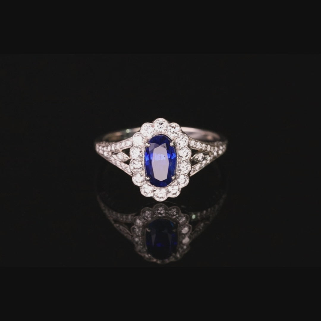 1.25ct Platinum Kashmir Sapphire Platinum Ring AGL