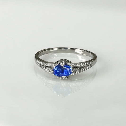 0.6ct Art Deco Platinum Kashmir Ring GRS Cornflower #1210