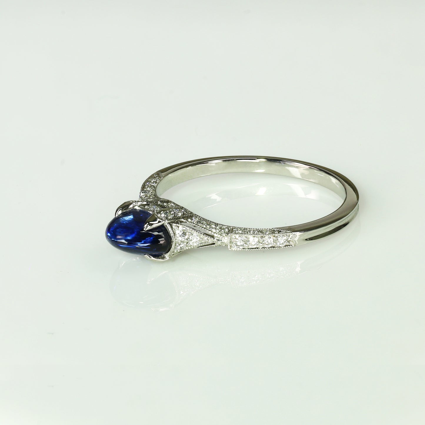 1ct Kashmir Sapphire Art Deco Platinum Ring GRS #1338